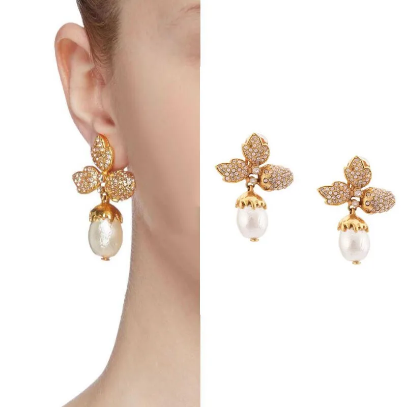 CSxjd Luxury Design Rhinestone Natural pearl earrings Vintage Women's Jewelry | Украшения и аксессуары