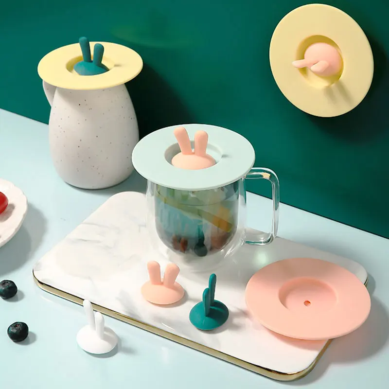 

Water Drinking Cup Lid FDA Silicone Anti-dust Bowl Cover Cup Seals Glass Mugs Cap Leak-Proof And Dust-Proof Ceramic Tea Cup Lid