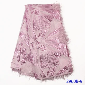 

Nigeria Jacquard Lace Best selling High Quality Brocade Lace With Feather For African Party African Laces Women Dress GD2960B-9