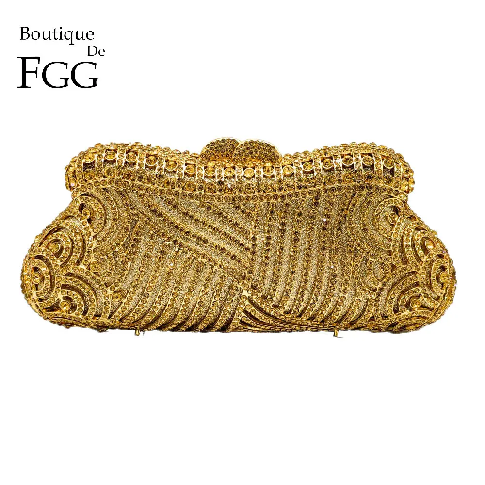 Женский ажурный клатч Boutique De FGG элегантный вечерний с кристаллами сумка для