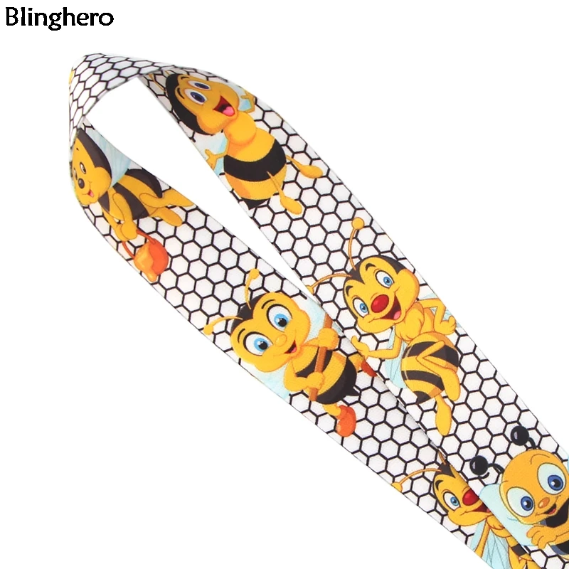 Blinghero, мультяшный пчелиный шнурок, студенческий держатель для карт, на шею, с ключами, для телефона, с животным принтом, шнурок, ремешок, Висячие веревки, подарок, BH0313