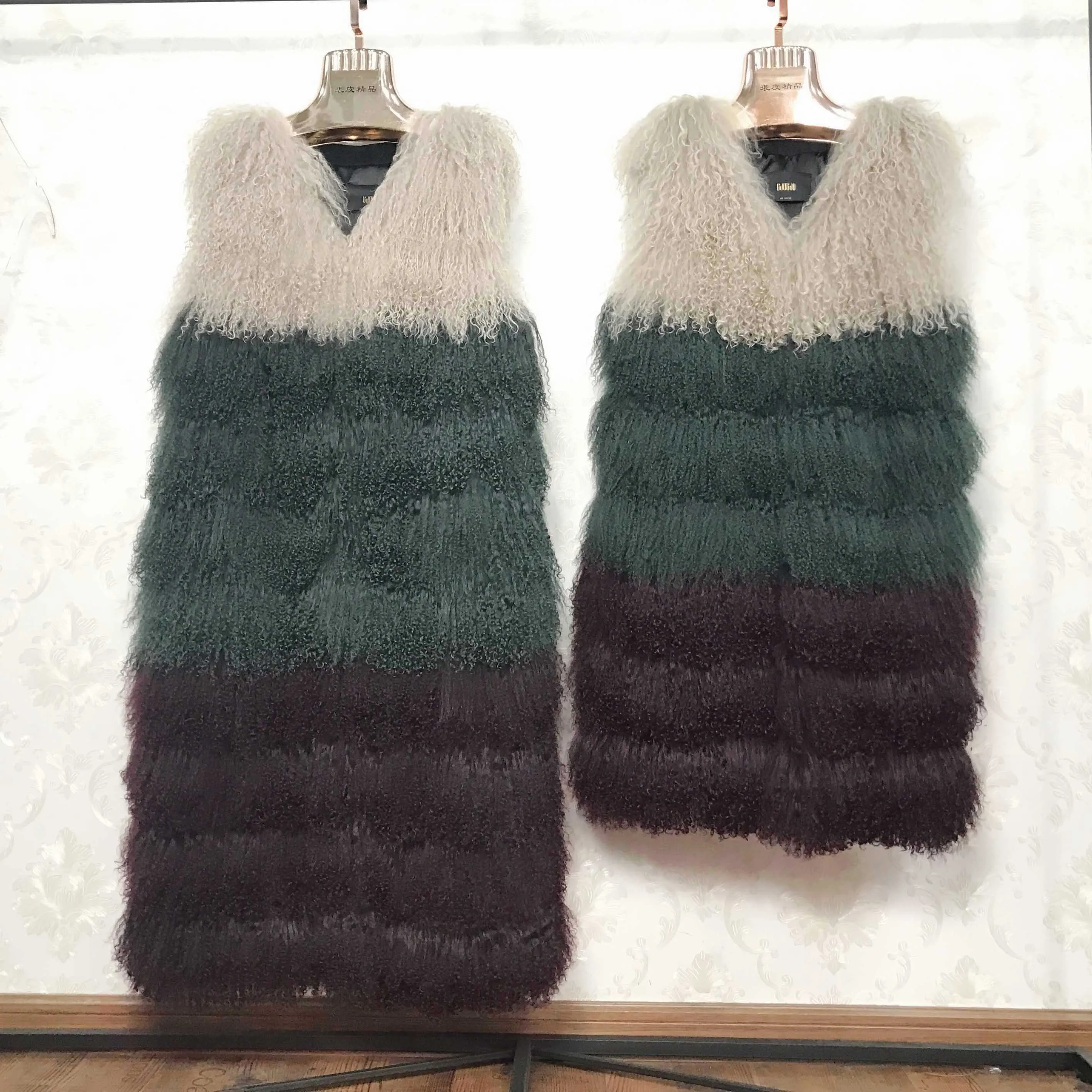 Best rf2050 Whole Leather Mongolian Sheep Fur Vest for Woman 90cm/120cm Long Winter Natural Fur Waistcoat 4