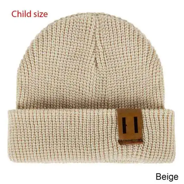 child beige TRUENJOY/Новое поступление, Детская Зимняя Шапка-бини, мягкая теплая вязаная шапочка-бини для мужчин и женщин, SKullies, девочки-мальчики, взрослые дети - Цвет: child beige