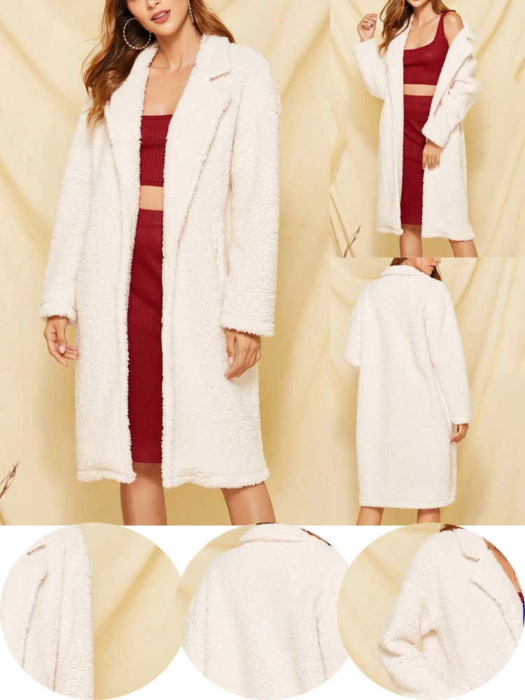 

Faux Fur Coat Plus Size Women Autumn Winter Fluffy 2019 Plush Coat Solid Lapel Long Sleeve Cardigan Coat Warm Soft Outwear