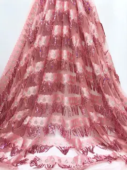 

2020 Tassel Embroidered Nigerian Lace Fabric African Wedding Lace Fabric Bridal High Quality French Tulle Lace Fabric For Party