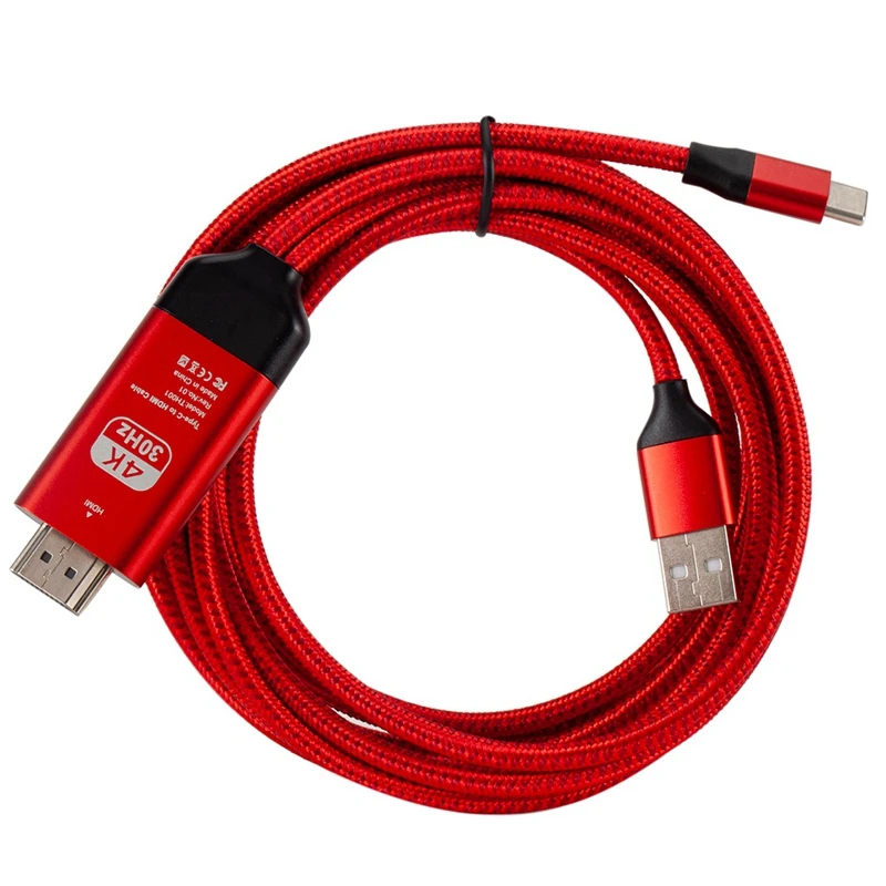 

USB 3.1 Type C To HDMI 2M Cable Adapter Converter 4K Charging HDTV Video Cable for Samsung S8 S9 S10