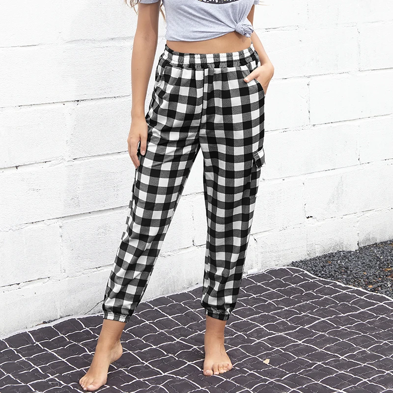 Trousers Women's New Plaid Casual Pants Women's Summer Loose Drape Straight Wild Wild Foot Pencil Pants 2020 New