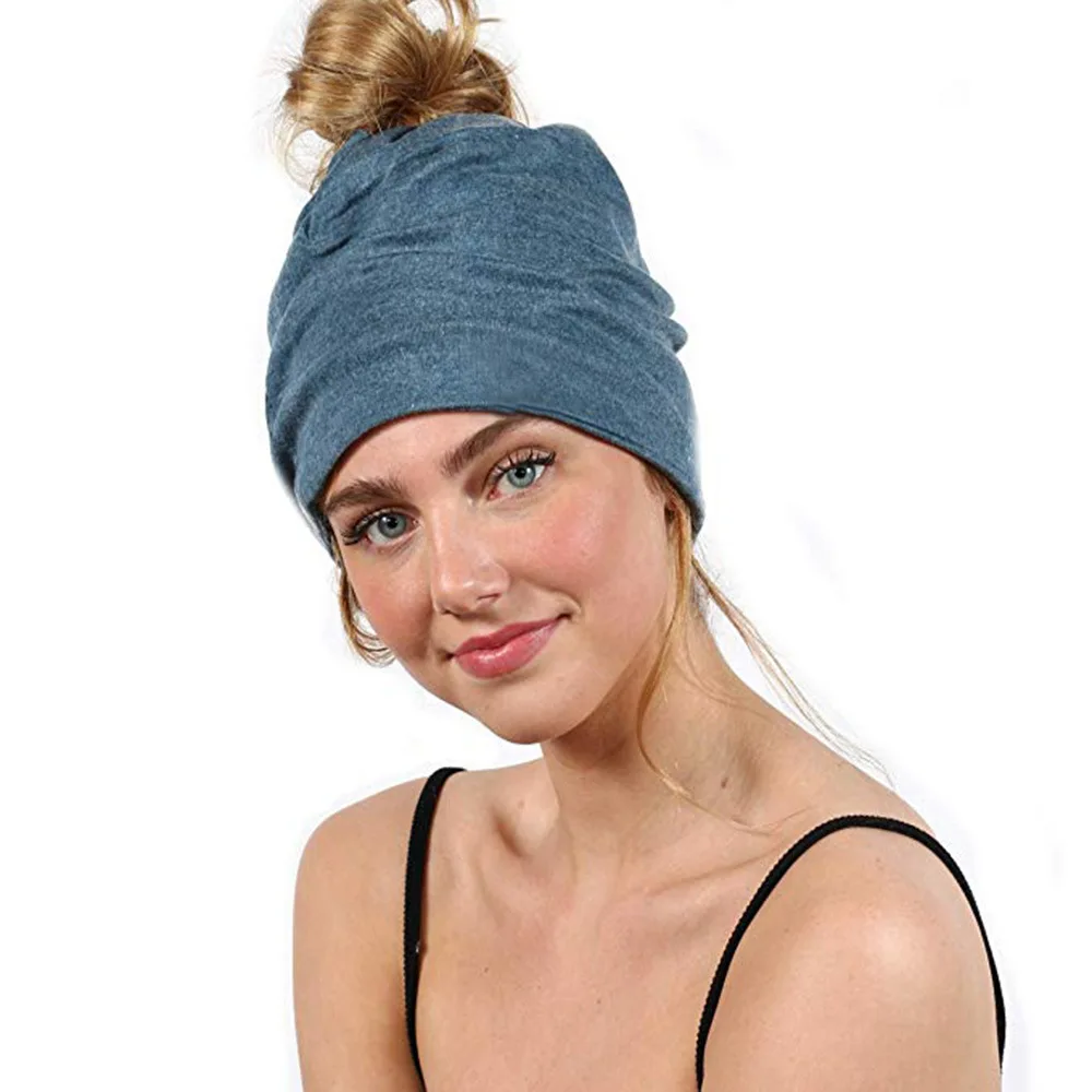 

Ruoshui Woman Ponytail Hat Warm Beanies Causal Cap For Ladies Hip Hop Skullies Headwear Winter Autumn Bonnet Femme Turban Caps
