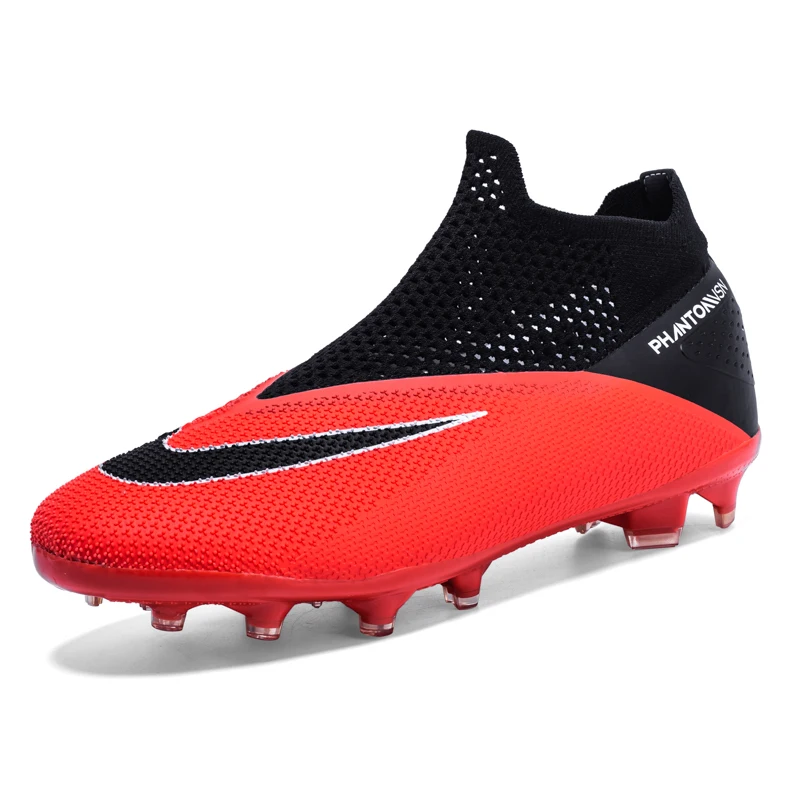 

Plus Size 36-49 Men High Ankle Soccer Boots Kids FG Cleats Sneakers Outdoor Long Spikes Football Shoes Professional Futsal Sport