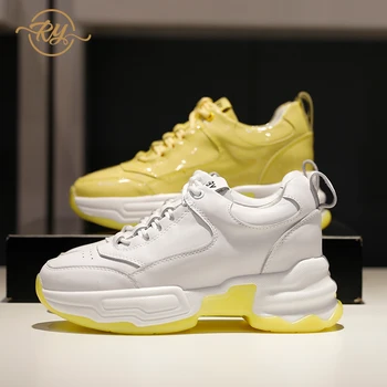 

RY-RELAA women sneakers luxury shoes women 2020 fashion Genuine Leather platform sneakers ins women casual shoes wedge sneakers