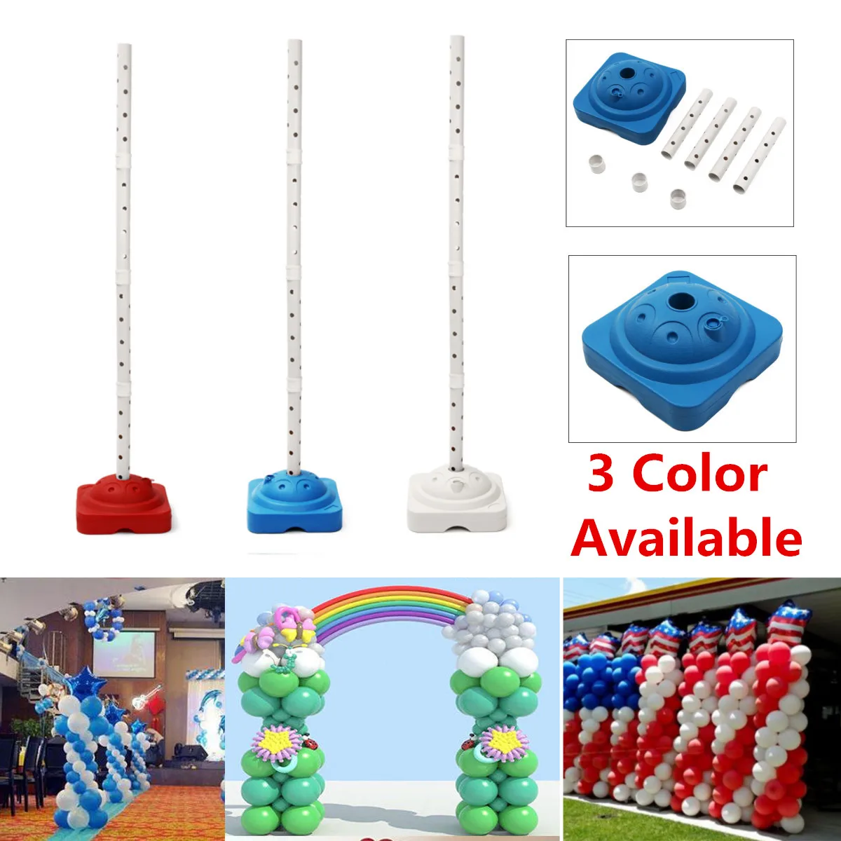  Balloon Column Stand with Frame Base Tubes Kits Bottom Stand Display Birthday Party Wedding Decorat