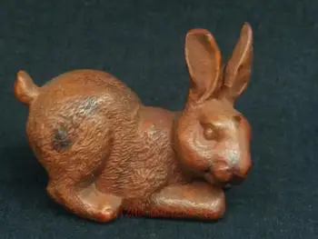 

YIZHU CULTUER ART Collecting Old China Boxwood Wood Carving Rabbit Paperweight pen rack Decoration