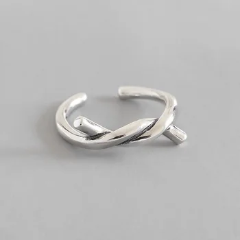 

Real 925% Sterling Doubel Line Braid Silver Opening Ring For Charming Women Party Fashion Fine Jewelry Classic Accessories