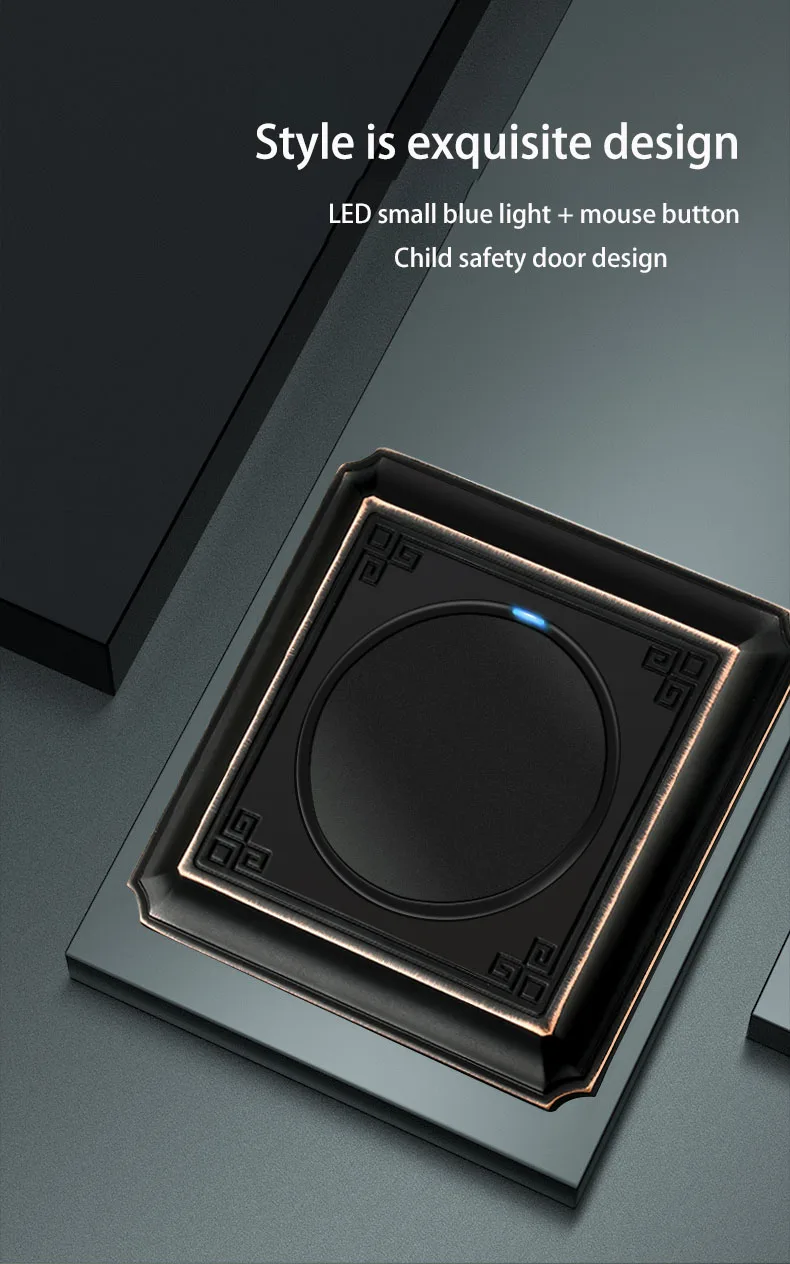 Way, Liga de alumínio, Painel escovado, Interruptor de luz parede