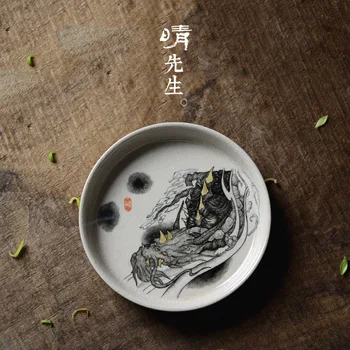 

Jindezhen Hand Gold Ink Dragon Pearl Sand Coarse Pottery New Color Hand Do Blister Disc Do Bubble Platform Tea Tray Teapot