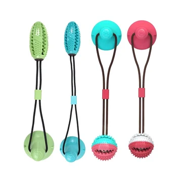 

Pet Tooth Cleaning Dog Toothbrush for Puppy large Dog Biting Toys Silicon Suction Cup Tug dog toy Dogs Push Ball Toy