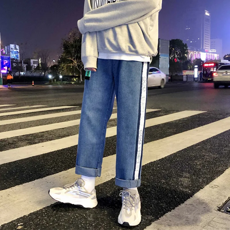 ICCLEK 2021Q Autumn New Product Jeans Men's Loose Straight Pants Fashion Wide Leg Pants Loose Men's Jeans Biker Jeans