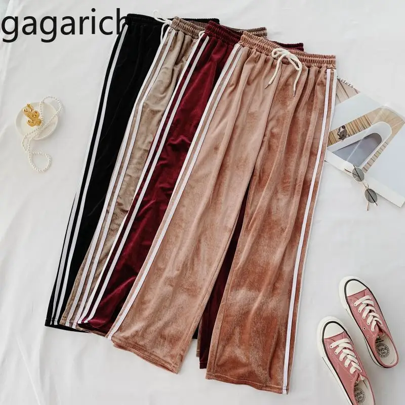 

Gagarich Women Pants Autumn Winter 2019 New Female Wide Leg Pants Elastic High Waist Velvet Casual Ladies Trousers