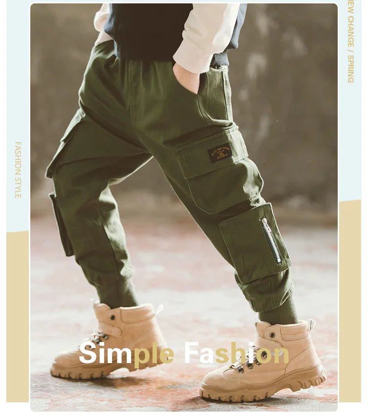 CHILDREN'S Trousers New Style Spring And Autumn Boys' Casual Pants Korean-style Fashion Big Boy Loose Bib Overall Handsome