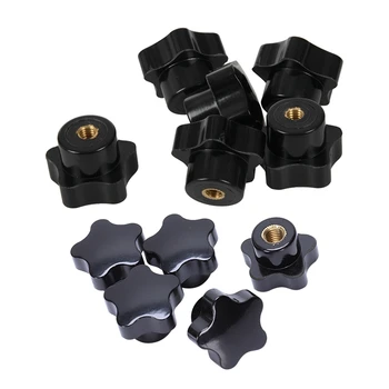 

6X Plastic Star Head M6X32mm Female Thread Clamping Knob Black & 5Pcs M8 Female Thread 32mm Star Head Clamping Nuts