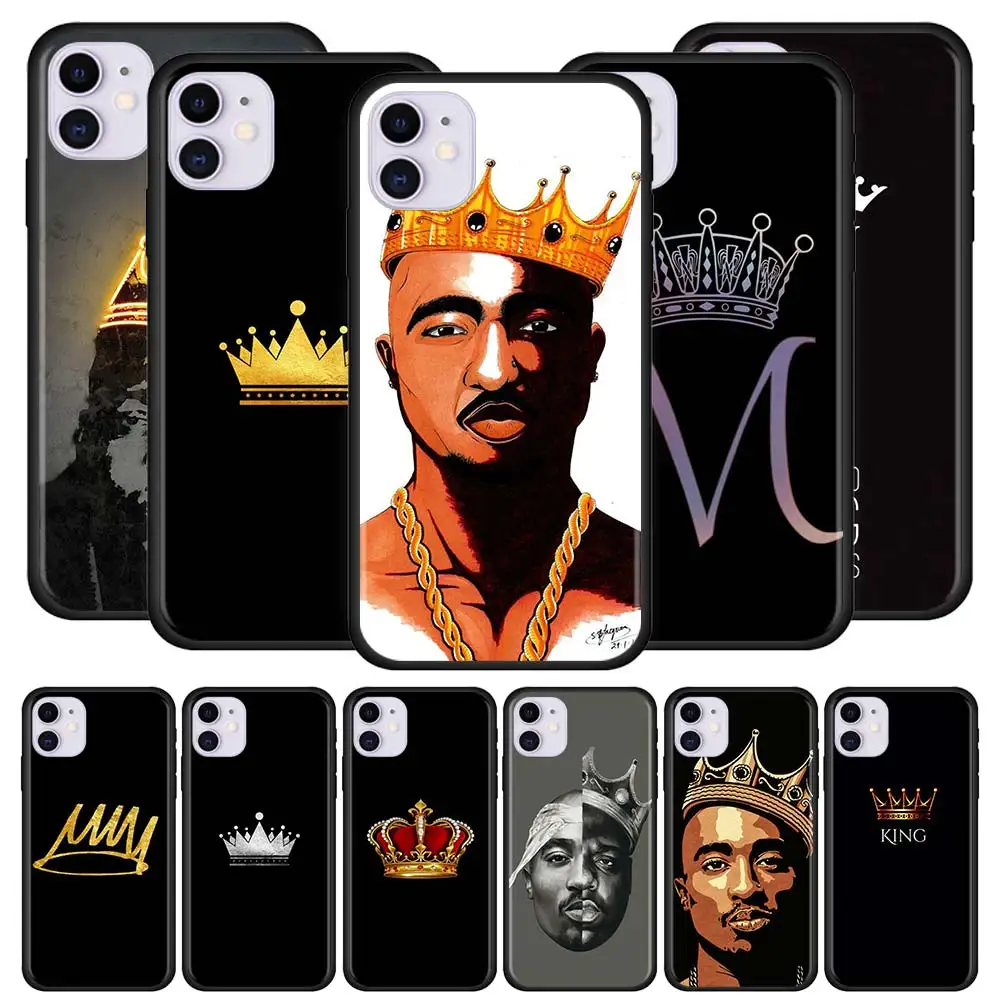 Чехол Tupac с короной для Apple iphone 11 Pro Max XS X XR 7 8 6 6S Plus 5 5S SE Черный силиконовый чехол