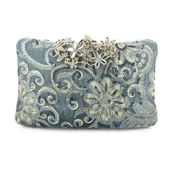 

2020 New Velvet Sequin Evening Bag Classic Clutch Bag One Shoulder Banquet Evening Bag Cheongsam Bag Cross-border Supply