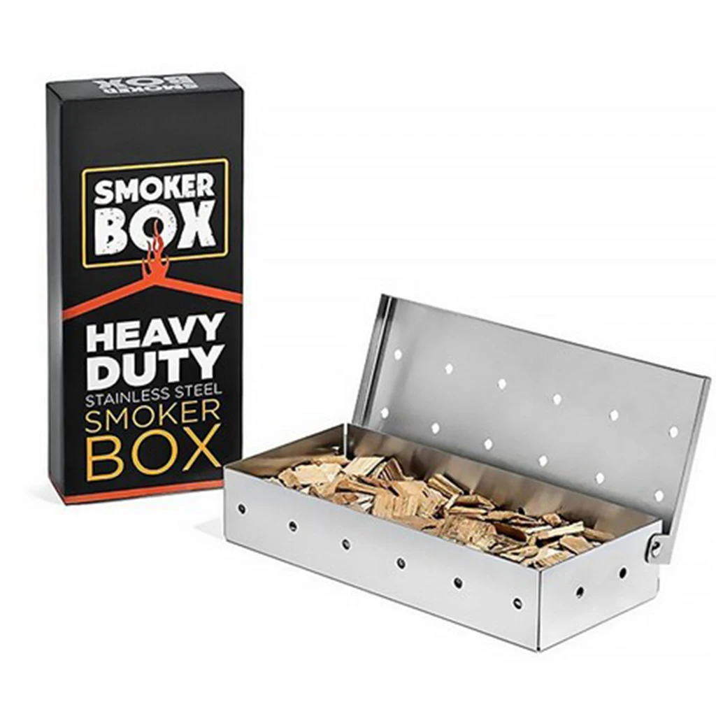  Stainless Steel Meat Smoking Barbecue Smoker Box for BBQ Wood Chips on Gas Grill or Charcoal Grills