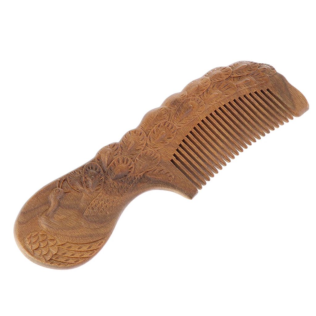Massage Detangle Comb Handmade Carving Natural Wooden Anti-static Hair Combs