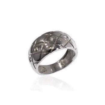 

18 K white gold wide ring with glitter zircon