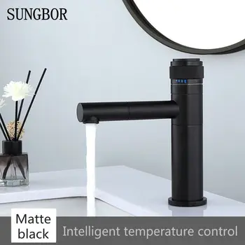 

Basin Faucets Matte Black Push Button Design Flexible Spout Bathroom Washbasin Taps Vessel Sink Mixer Tap Deck Mounted AL-0121H