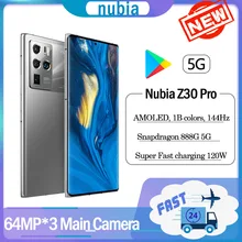 ZTE – téléphone portable Nubia Z30 Pro 5G, Qualcomm Snapdragon 888, Super chargeur 120W, caméra 64mp * 3, Google play, NFC, nouveau