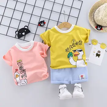 

Summer Baby Boy Girl Clothes Infant Cotton Cartoon Bear T Shirt Shoprts 2pcs/sets Kid Fashion Children Tracksuit 1 2 3 4 YEARS