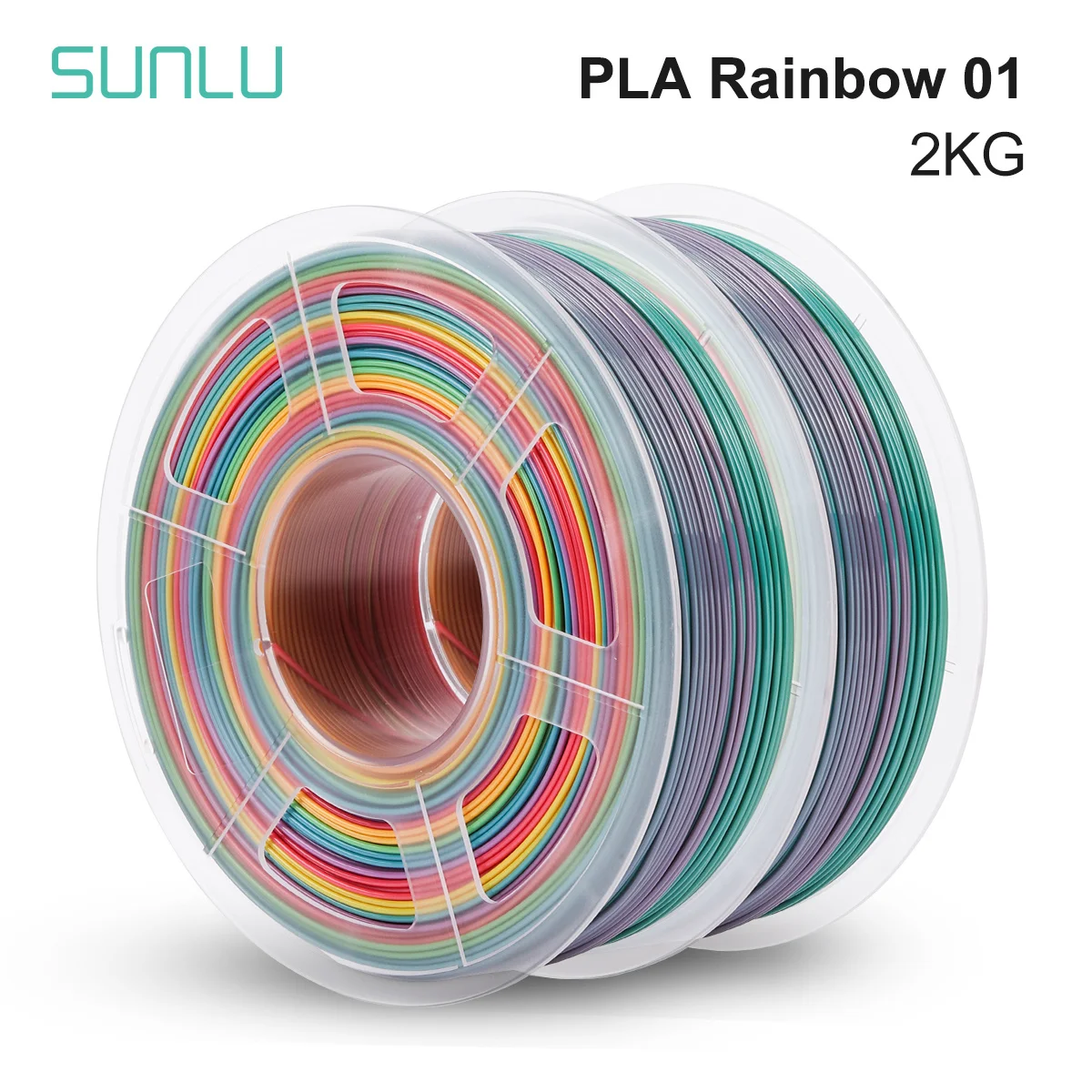 

SUNLU PLA/SILK Rainbow Filament 1.75MM 1KG*2Rolls Bright Color No Bubble Non-Toxic Eco-Friendly For All Types Of FDM 3D Printers