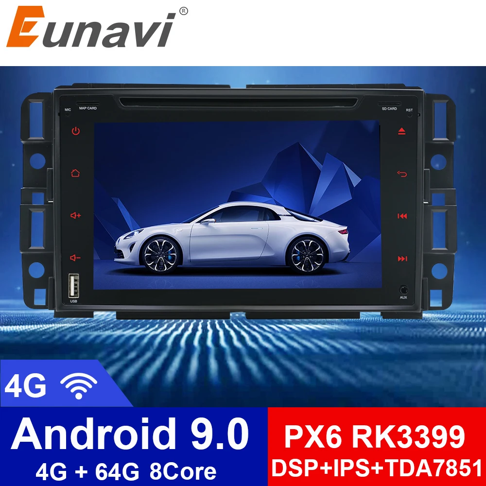 Автомагнитола Eunavi 2 Din Android 9 0 DVD-радио мультимедиа для Chevrolet/Silverado/Tahoe/Monte GMC