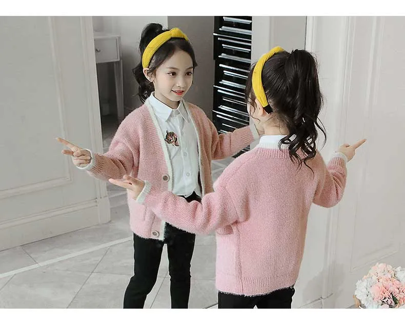School Teen Children Cardigan Baby Sweater Girls Clothes Knitted Toddler Kids Girls Sweaters School Long Sleeve Knitting Coats (3)