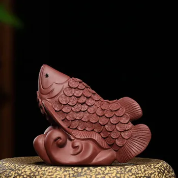 

New Purple Clay Auspicious Fish Tea Pet Chinese Kung Fu Tea Set Teaware Accessories Home Car Decor Lucky Ornament High Quality