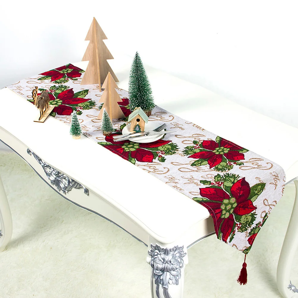 

180*34cm Christmas Tablecloth Dinner Table Flag Cover Home Decorations for Outdoor Party Restaurant