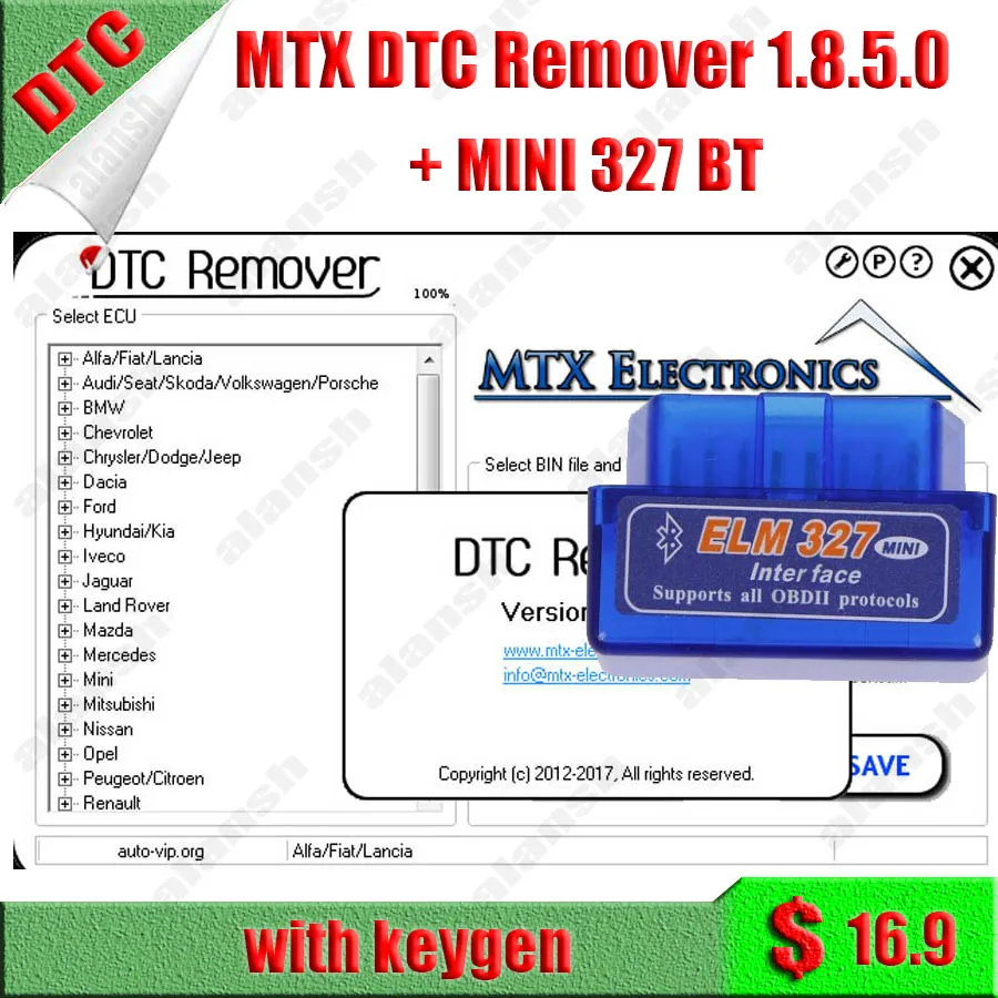 Инструмент для удаления кодов неисправности 2017 MTX DTC 1.8.5.0 с Keygen 6 языков или