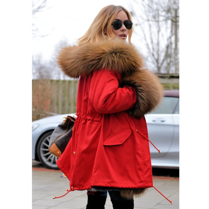 Tatyana Furclub Новая женская парка из натурального меха, модная зимняя куртка с подкладкой из кроличьего меха, Воротник из лисьего меха, Толстая теплая верхняя одежда, пальто