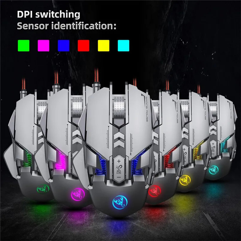 6400 DPI 7-keys Macro Definition Programmable Wired Game Mouse Gaming Mouse Mice  Aluminum alloy 3D metal roller 40NOV2823