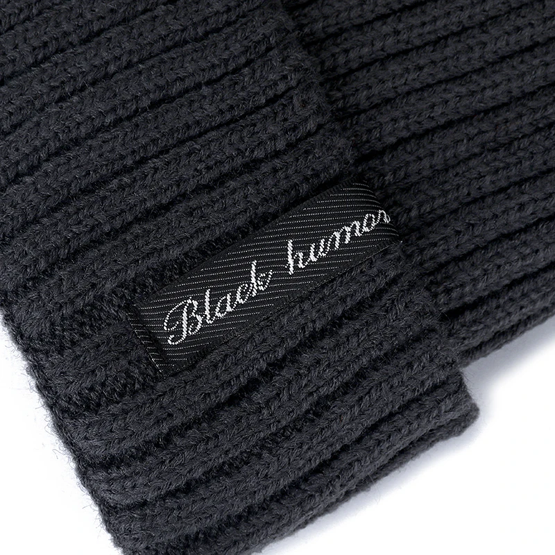 Высококачественная черная зимняя шапка с добавлением меха, теплая шапка бини, мешковатые вязаные шапки Skullies для мужчин и женщин, лыжные спортивные шапки