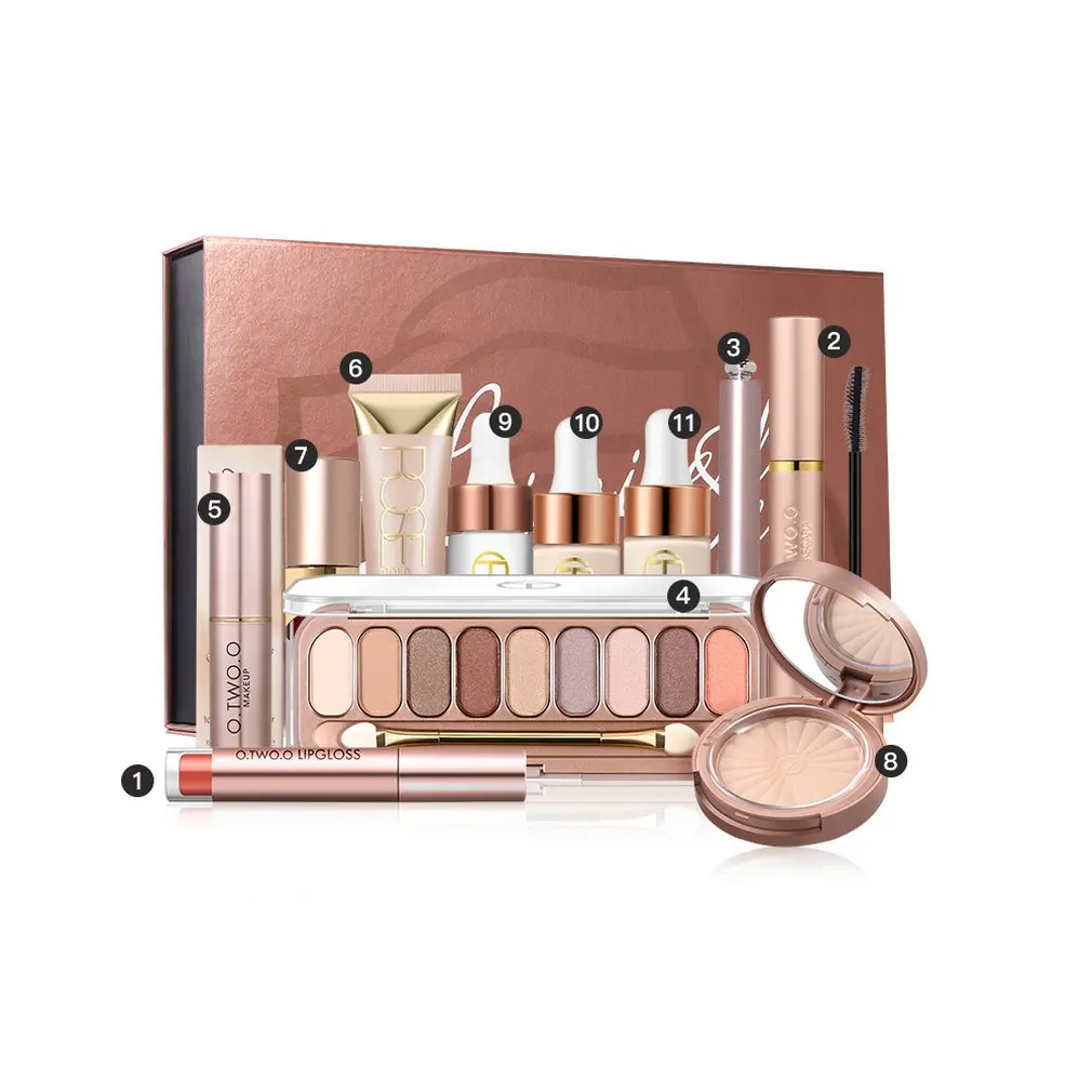 

11PCS Lady Travel Makeup Set Makeup Cosmetics Rose Gold Gift Box Set HC01 Fashion Colorful Cosmetic Set LS06