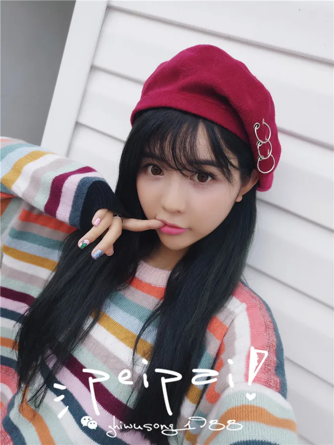 YOYOCORN Feminino casquette для женщин, шерстяной Зимний берет, шапка с кольцом chapeu, женский берет, одноцветная простая зимняя шапка