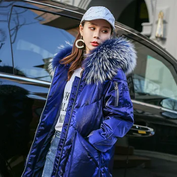 

White Duck Down Jacket Women Korean Big Fur Collar Winter Coat Women Down Coat Puffer Jacket Warm Parka Casaco YY1455