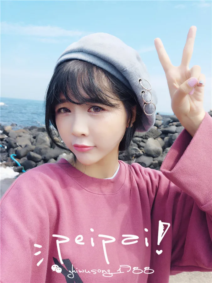 YOYOCORN Feminino casquette для женщин, шерстяной Зимний берет, шапка с кольцом chapeu, женский берет, одноцветная простая зимняя шапка