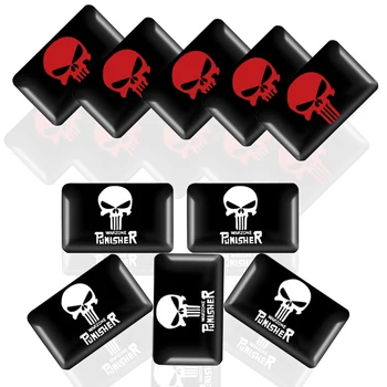 

10x Car styling The Punisher Skull Emblem Badge small Decorative Badge Hub caps Steering wheel For Toyota Nissan Kia Subaru Ford