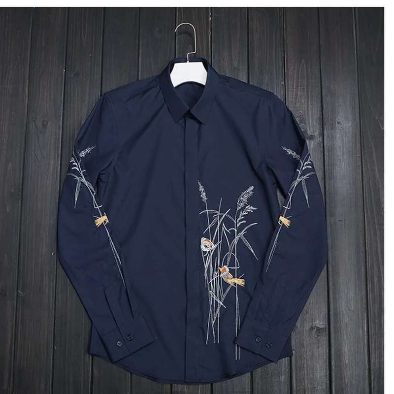 

New brand Italy style long-sleeved cottton shirt mens solid black business shirts male high-end fashion shirt men tops chemise