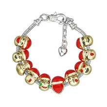 Модные ювелирные браслеты, браслет из сплава с бусинами, Рождественский браслет со смайликом