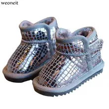Weoneit/Зимние теплые плюшевые ботинки для маленьких девочек; обувь на плоской подошве для малышей; уличные зимние ботинки; обувь для маленьких девочек