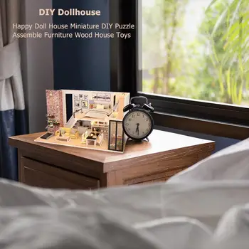 

Happy Doll House Miniature DIY Puzzle Assemble Furniture Wood House Toys